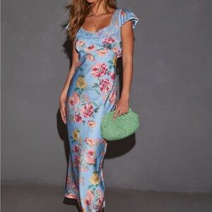 Vici Floral Maxi Dress - Blue and Pink